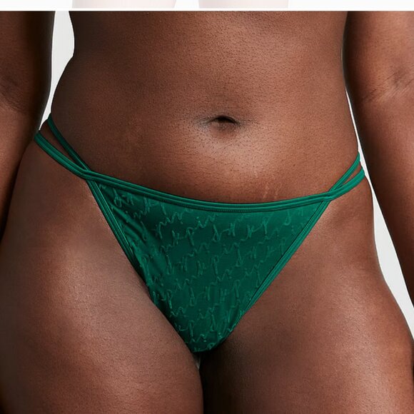 NWT Victoria’s Secret PINK Green Flocked Mesh Thong Panty - Picture 6 of 6